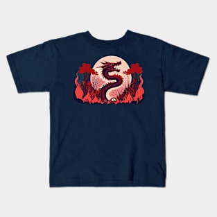 Blood Moon Fire Dragon Kids T-Shirt